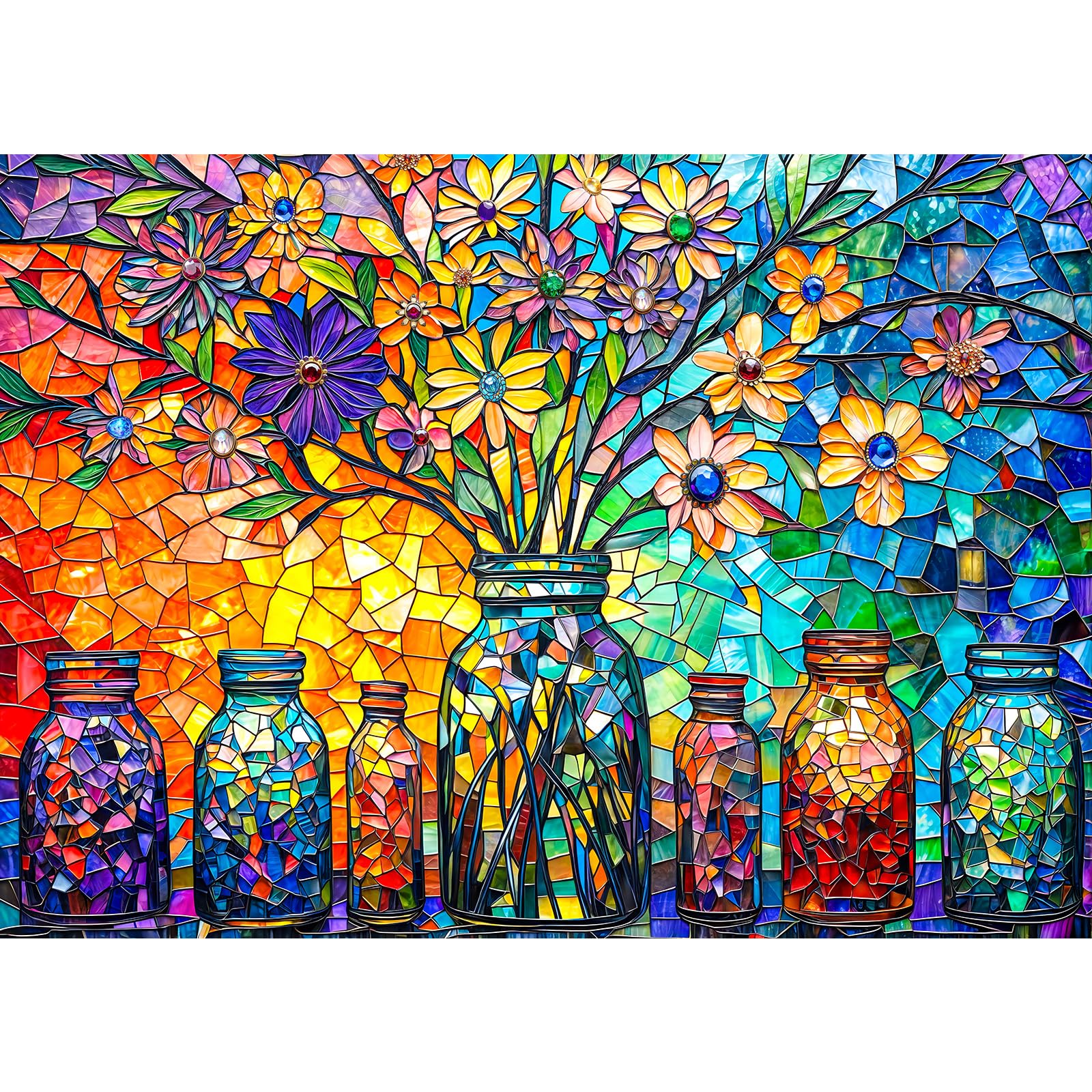 TangComplete - Stained Glass Puzzles Flower of Life Puzzles for Adults 1000 Piece, Jigsaw Puzzles for Adults, Adult Challenging Game Toys, Impossible Puzzle, Family Decoration Puzzle