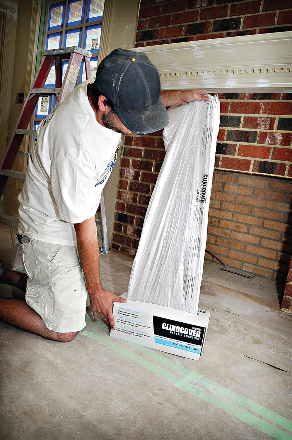 Trimaco Easy Mask Cling Cover Plastic Sheeting, 9-feet x 400-feet - Paint Drop Cloths - 