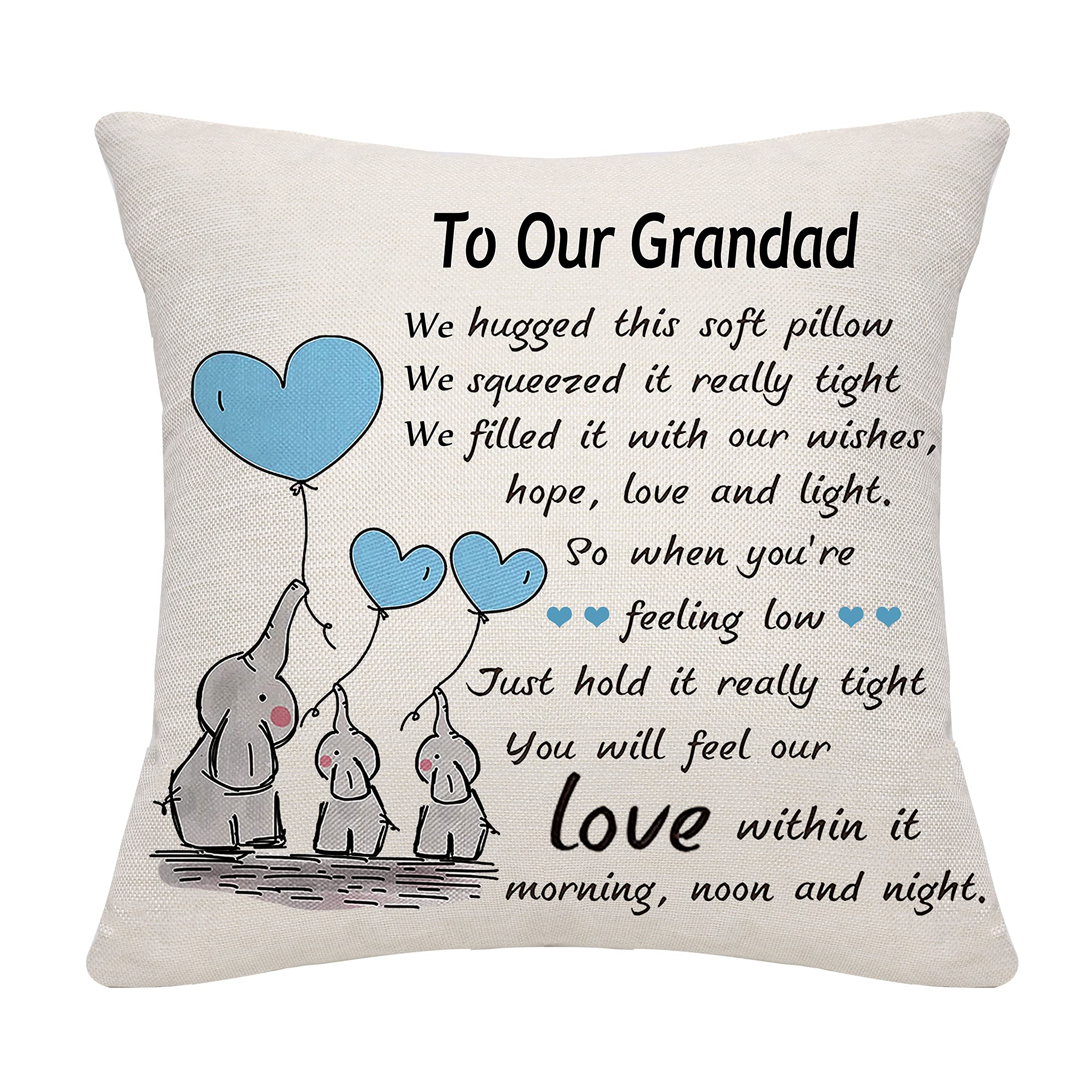 Bommex Grandad Gifts from Granddaughter Grandson Cushion Cover Throw Pillow Cover Cushion Case for Grandad Grandpa Grandfather (our grandad)