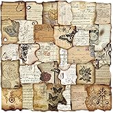 PRSTINCOL Vintage Journaling Stickers,Scrapbook Supplies for Planners,100Pcs Junk Journal Supplies with Antique Map Prints, Distressed Edges for Teenagers Adults