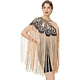 BABEYOND 1920s Shawl Wraps Long Fringed Evening Cape Sequin Beaded Party Shawl
