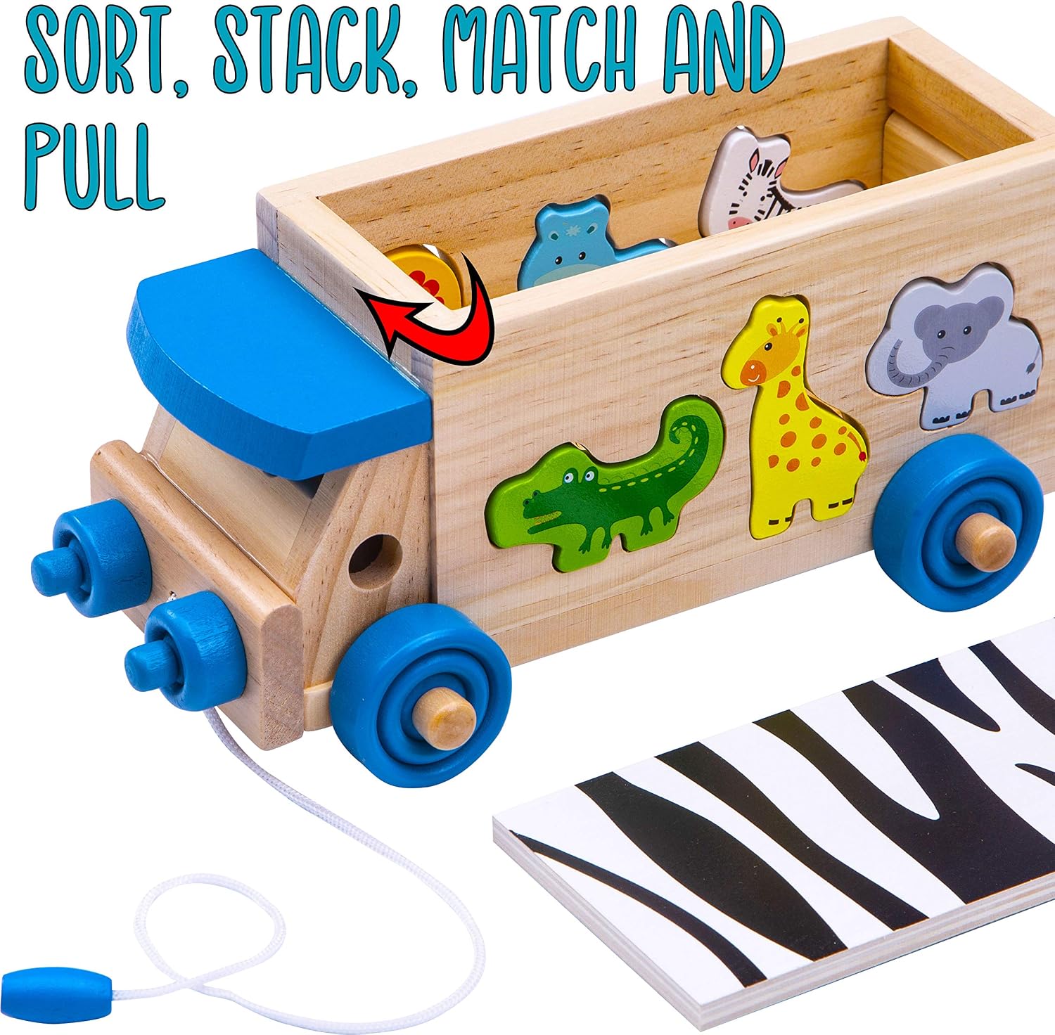 Jaques of London Wooden Shape Sorter for 1 Year Old, Safari Theme, Small - Image 3