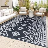 LILIOFFIC Outdoor Rug 9x12 ft, Waterproof Outdoor Plastic Straw Rug for Camping, Large RV Mat Outside, Outdoor Carpet for Dec