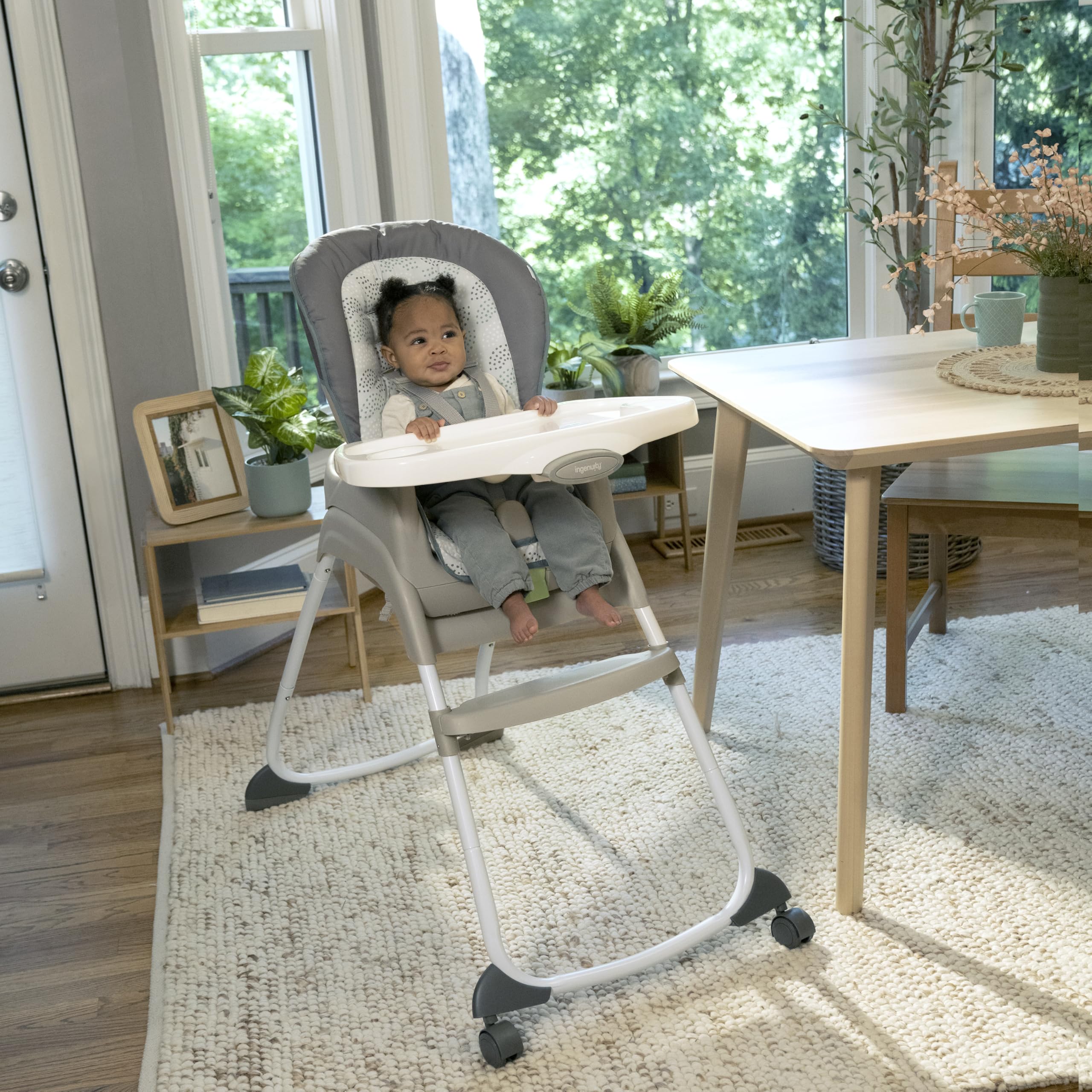 Ingenuity Full Course 6-in-1 High Chair - Baby to 5 Years Old, 6 Convertible Modes, 2 Dishwasher Safe Trays - Astro, 13108