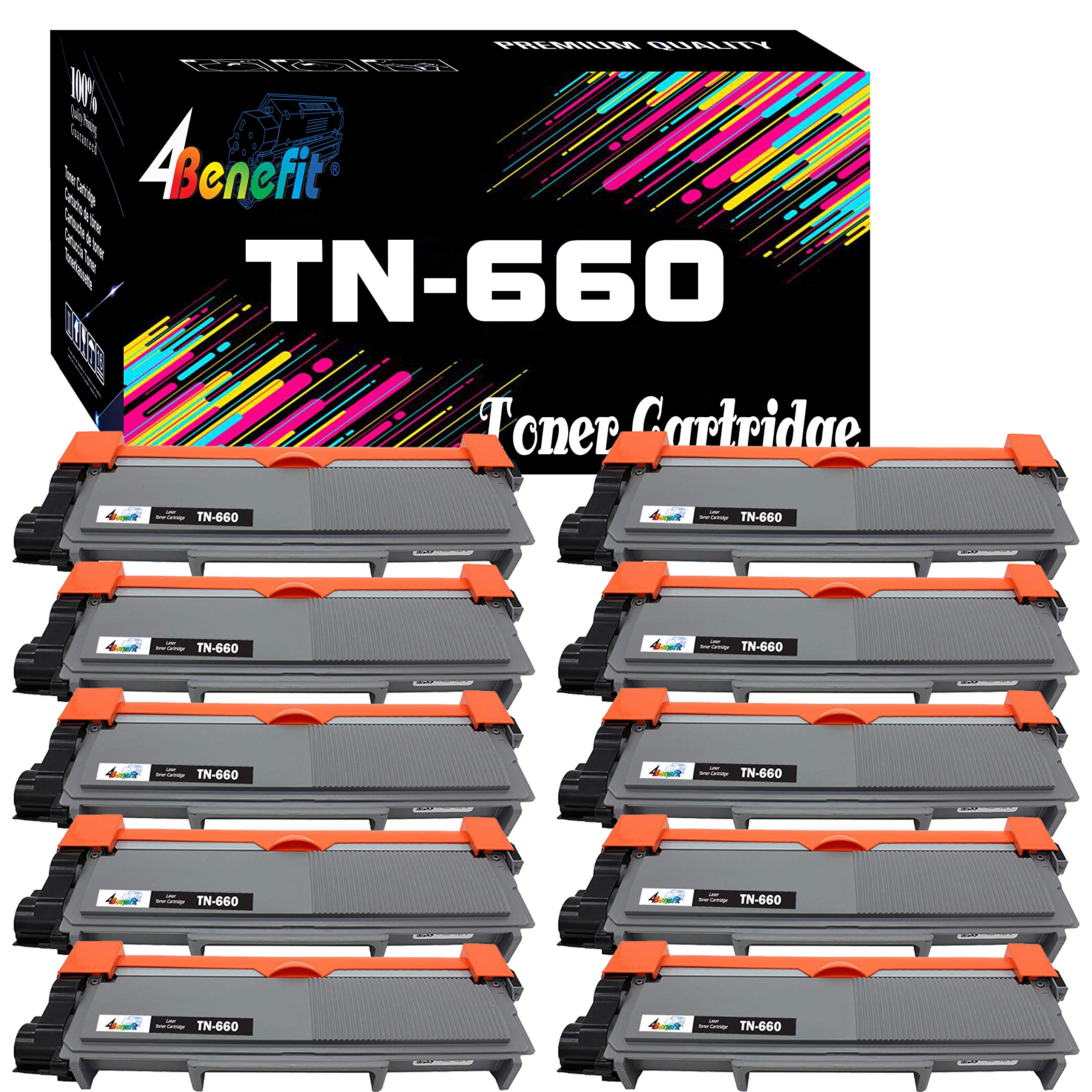Photo 1 of (10xBlack) 4Benefit Compatible TN660 Toner Cartridge TN-660 (Set of 10) Replacement for Brother HL-L2300D DCP-L2520DW DCP-L2540DW HL-L2360DW HL-L2320D HL-L2380DW MFC-L2707DW Laser Printer