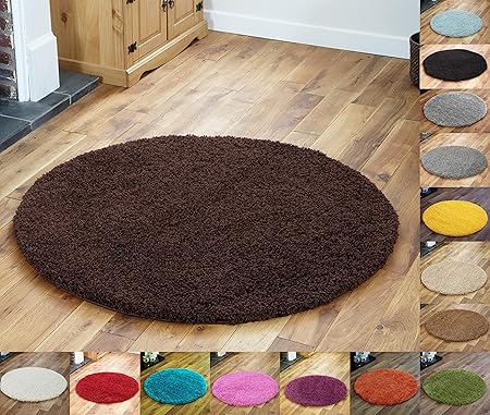 Everest 5cm Thick Pile Shaggy Modern Area Rugs Small To Large Rugs Floor Living Room Hall Bedroom Rugs Rugs Quality Rug Chocolate Brown 110cm 3ft 7 Circle Rug Round Rug Amazon Co Uk Kitchen