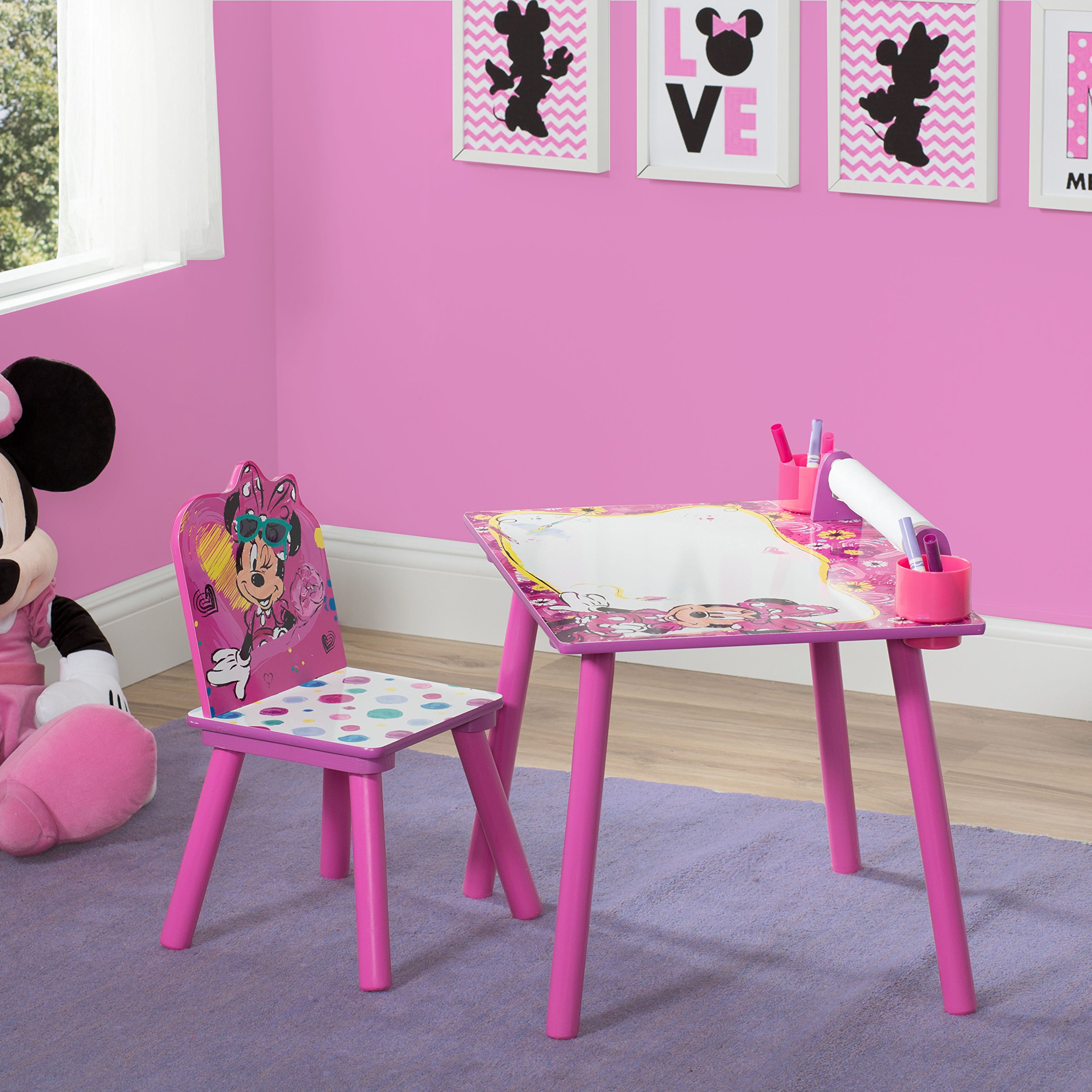 Disney Minnie Mouse Art Desk With Dry-Erase Tabletop And Color Book Paper Roll on Galleon ...
