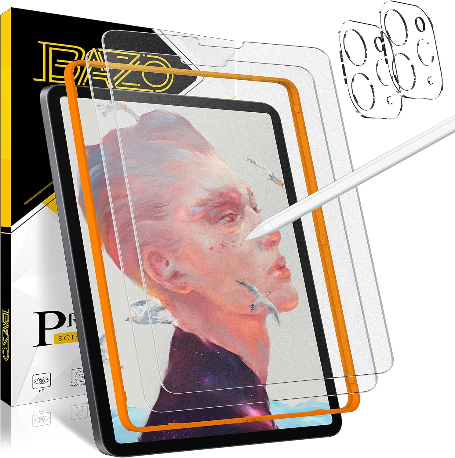 BAZO [2+2 Pack] Matte Glass Compatible for iPad Pro 12.9 inch 2020/2021 Screen Protector and Camera Lens Protector [Tempered Glass] [Paperfeel Matte Finish] [Anti Glare]