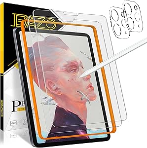 BAZO [2+2 Pack] Matte Glass Compatible for iPad Pro 12.9 inch 2020/2021 Screen Protector and Camera Lens Protector [Tempered Glass] [Paperfeel Matte Finish] [Anti Glare]