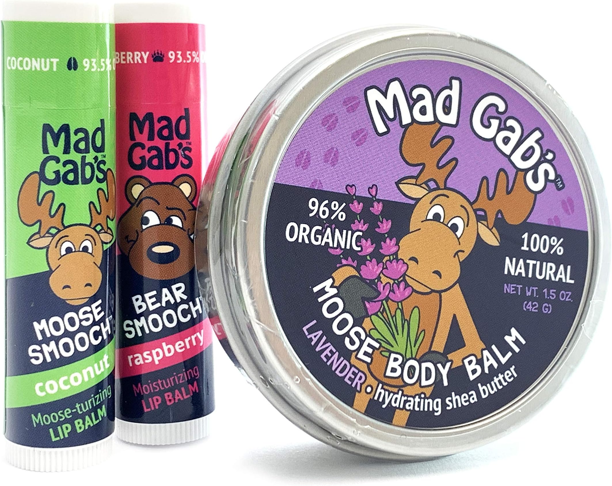 Mad Gab's Moose 3-Piece Smooch Sticks and Lavender Body Balm Set