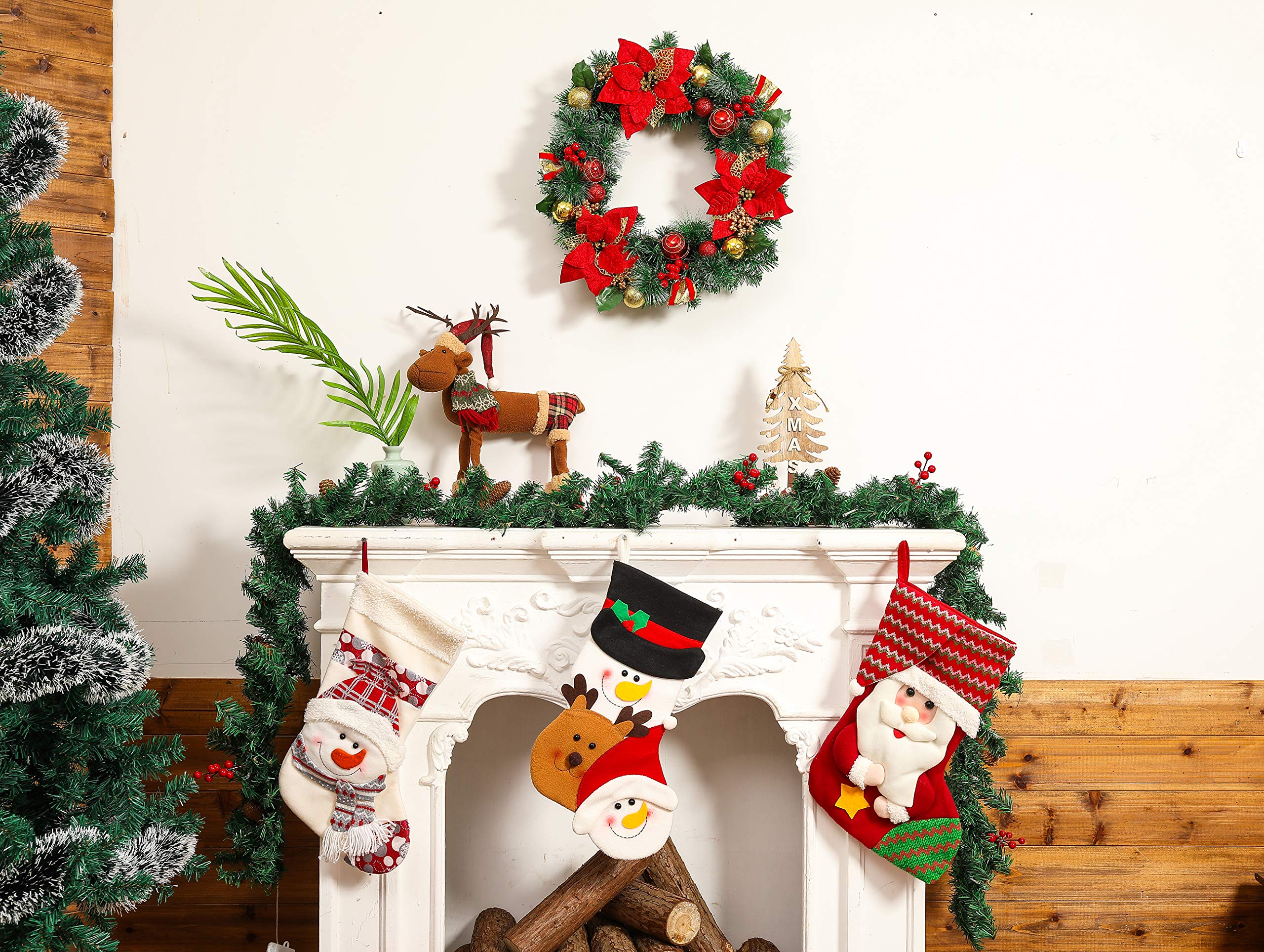 Christmas Garland Decor, Festive Holiday Decoration for Outdoor/Indoor, Green Pine Branches with Red Berries and Pine Cones,