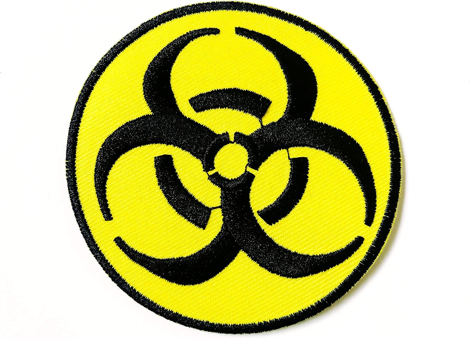 Blue Heron Biohazard Symbol Embroidered Patch - Iron-On/Sew-On - Black/Yellow
