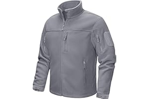 CRYSULLY Men's Fleece Jacket Winter Tactical Full-Zip Coat Military Jackets Multi Pockets