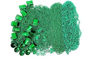 4E's Novelty St Patricks Day Beads Necklace Bulk (72 Pack) Green Shamrock Beads Shot Glass Assortment - St Patricks Day Gifts for Kids, 33" 8mm Irish Kids Party Favor Supplies Costume Accessories