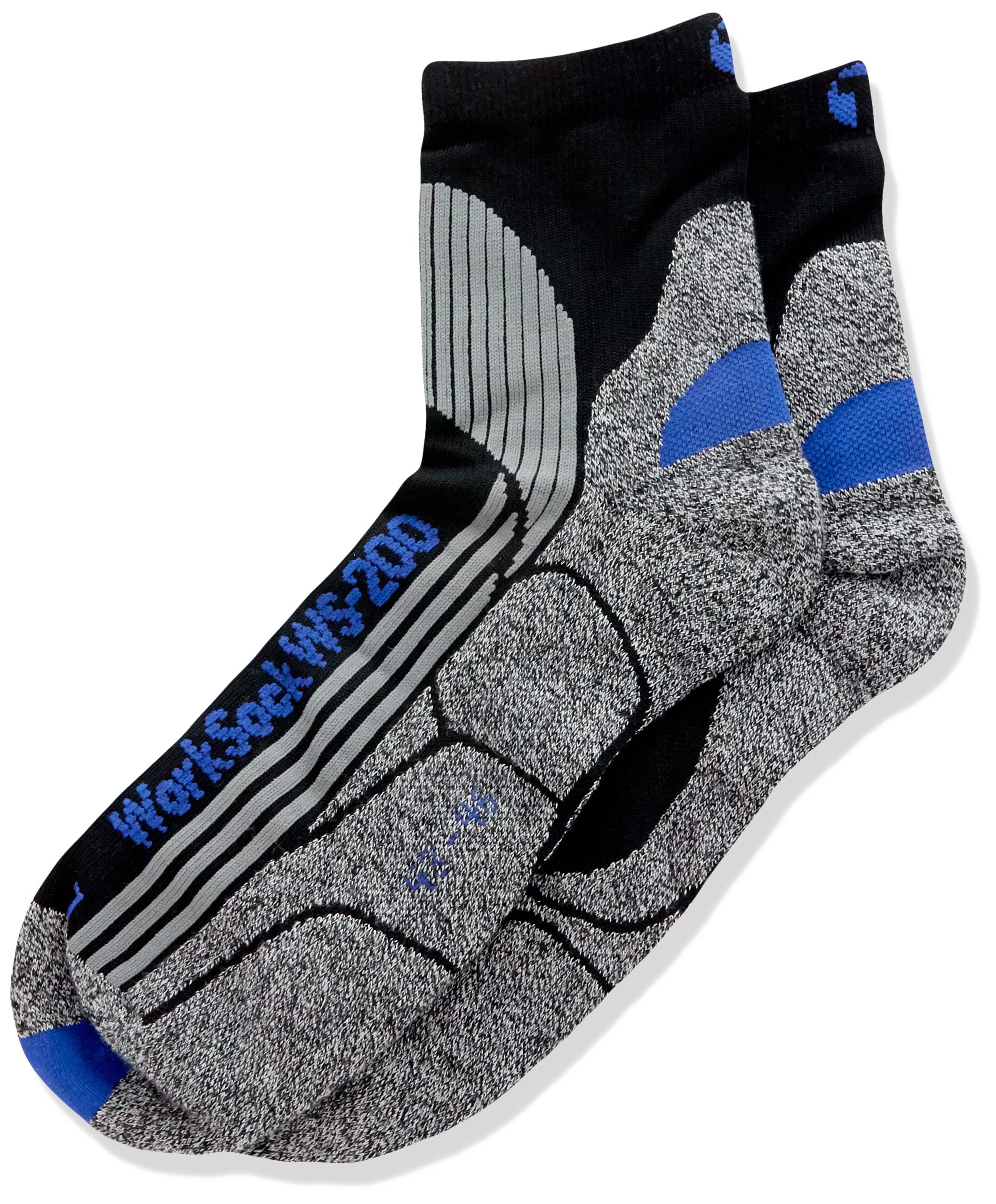 3L International 3L Worksock Ws200 Cotton/Coolmax/Tactel/Lycra/Spandex/Nylonom Grey To, Size 43-46