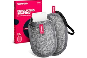 CAVEEM 2 Pack Dual-Sided Softness Exfoliation Soap Pouch, Soap Saver Bag for Bar Soap, Soap Mesh Pocket Bar Holder for Washing Body, Soap Sack Sponge Bag for Shower Bath