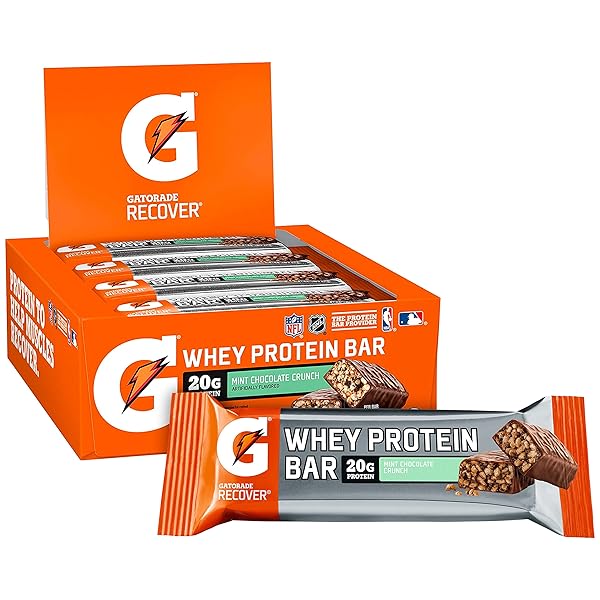 GATORADE WHEY PROTEIN RECOVER BARS, MINT CHOCOLATE CRUNCH, 2.8 OUNCE BARS (12 COUNT)