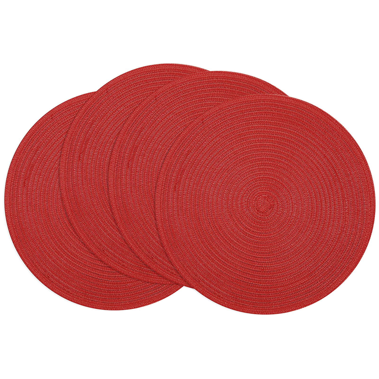 SHACOS Round Braided Placemats 15 inch Set of 4