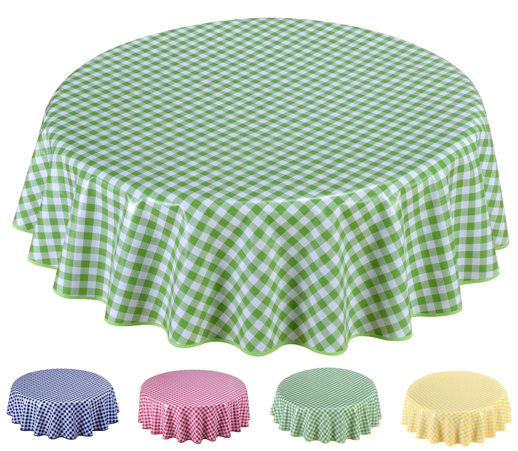 Home Direct Round Oilcloth PVC Wipe Clean Tablecloth Table Cover 140cm 55" Checkers Green