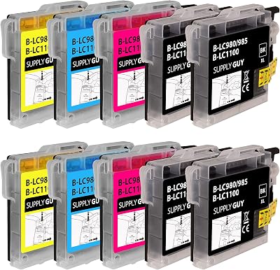 Supply Guy 10 Ink Cartridges Compatible Brother LC985 DCP J125 J140w J315w