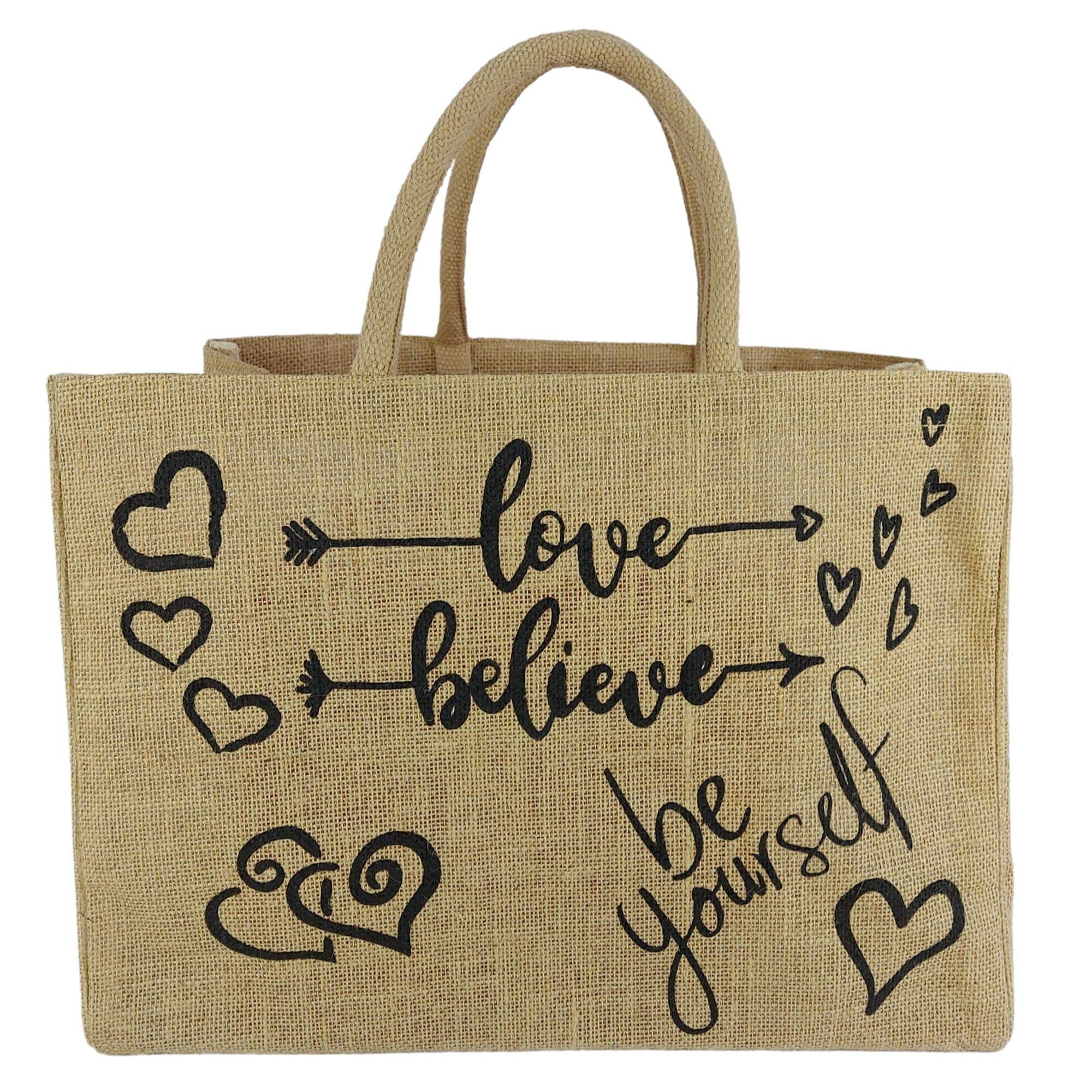 Domelo Women's large shopping basket, 100% jute vegan bag, basket jute bag, shopper basket bag, shopping bag, this handbag is sustainable products, straw bag beach bag, XXL, Love heart