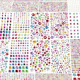 6124Pcs Gem Stickers-Self-Adhesive Face Jewelry Stickers, Acrylic Gems DIY Crafts, Sparkling Heart-Shaped Rhinestone for Kids, for Party &amp; Holiday Supplies