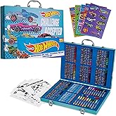 Hot Wheels Colored Pencils Art Supplies 130 pcs Drawing Kit School Supplies Painting Girls Drawing Pencils Art Kit Travel Case with Crayons Arts and Crafts for Kids 4-12