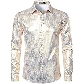 ZEROYAA Men's Luxury Paisley Floral Printed Button Down Shirt