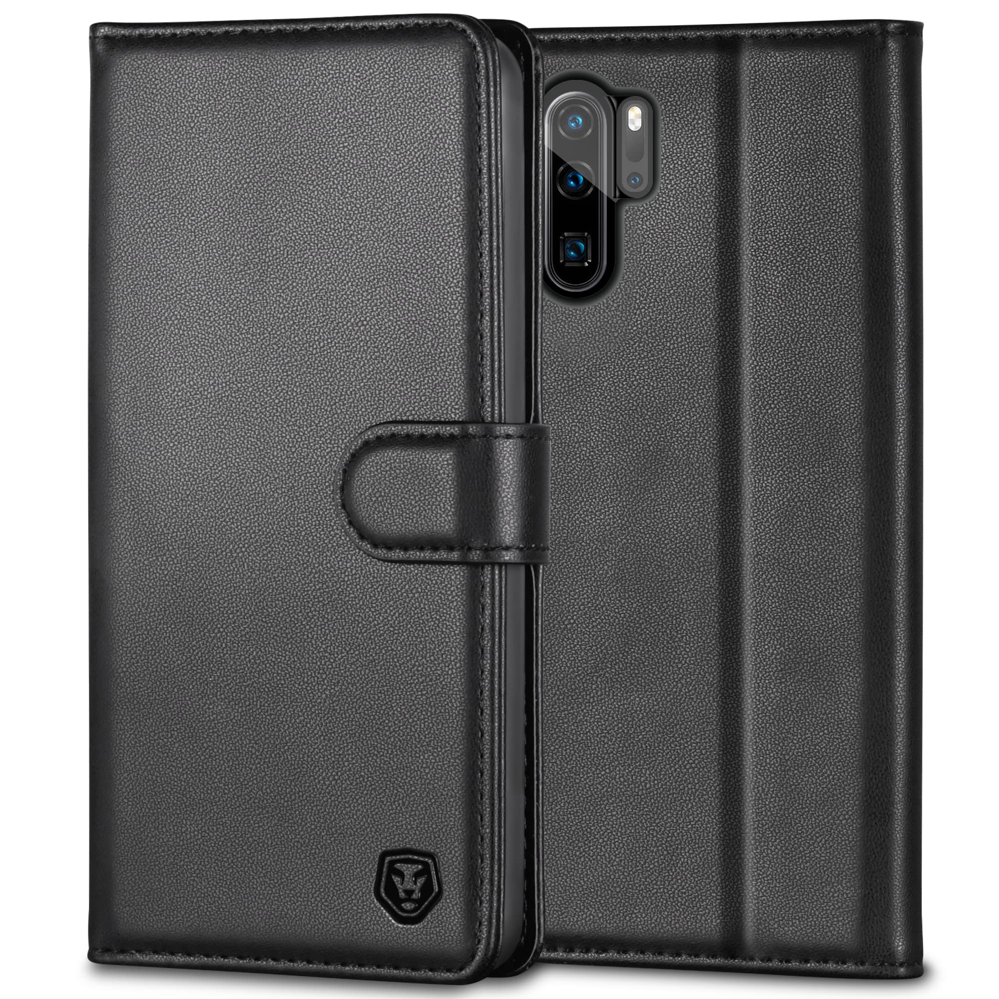 Kuafcase for Huawei P30 Pro Case, Flip Wallet Leather Case with 4 Card Slots Magnetic Closure Kickstand Shockproof Protective Phone Case for Huawei P30 Pro - Black