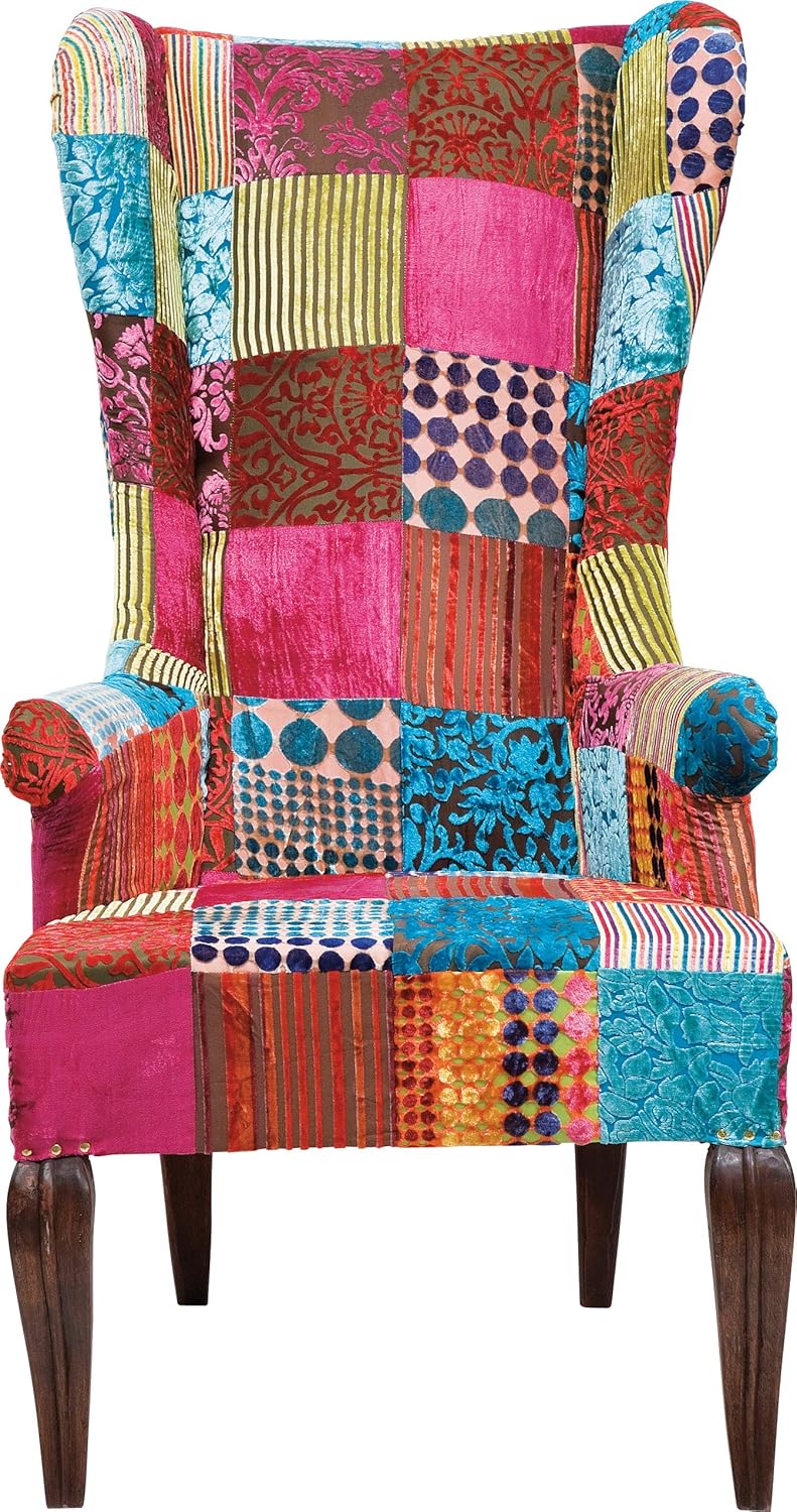 KARE Design Wing Chair Patchwork Velvet, Multicolor, 69x86x134 cm