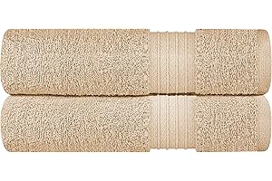 Ashley Mills Jumbo Bath Sheets – Set of 2 | 100% Cotton, Ultra-Soft & Absorbent Oversized Towels | Quick-Dry 500 GSM for Bathroom, Spa, Hotel, Gym & Beach | 35” x 70” – Beige