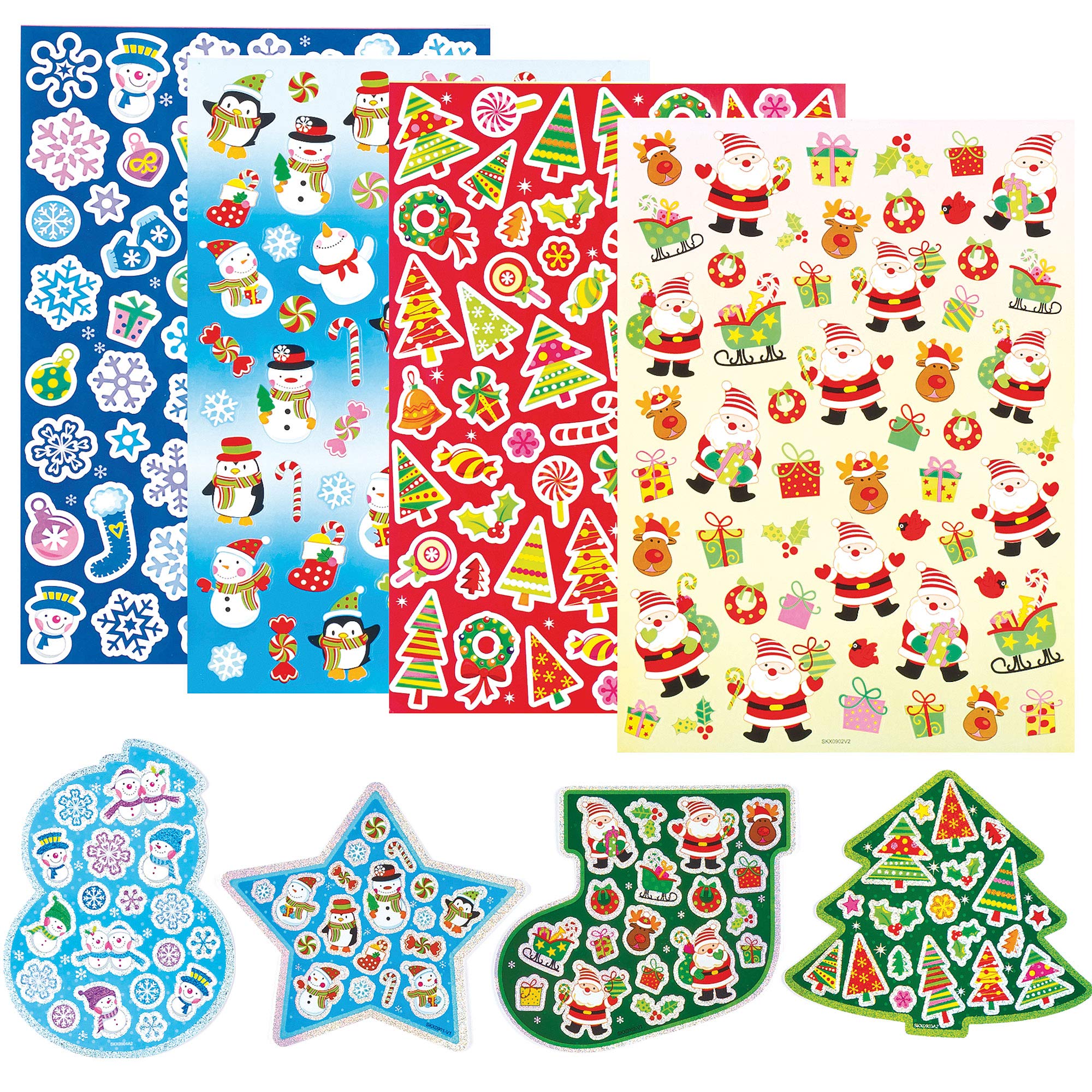 Baker Ross EX716 Christmas Stickers Value Pack for Kids' Christmas Crafts and Art Projects, Cards, Gift Tags, Party Bags, and Decorations (Pack of 280)