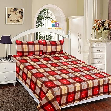 RD TREND Polo Fleece Warm BEDSHEET for Double Bed with 2 Pillow Cover(90x100)