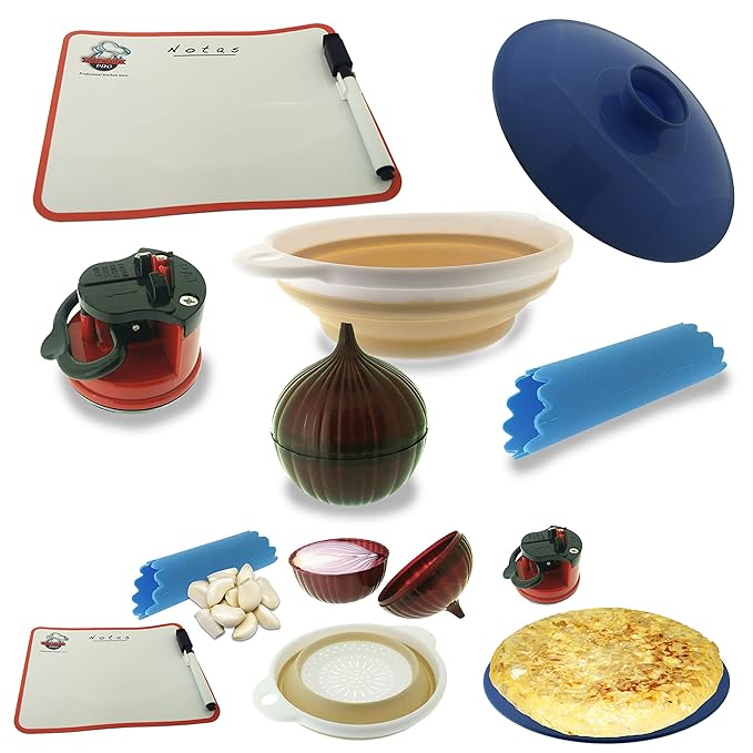 SET DE COCINA DE 6 PRODUCTOS - COLADOR, PELA AJOS, AFILADOR, TAPA ...