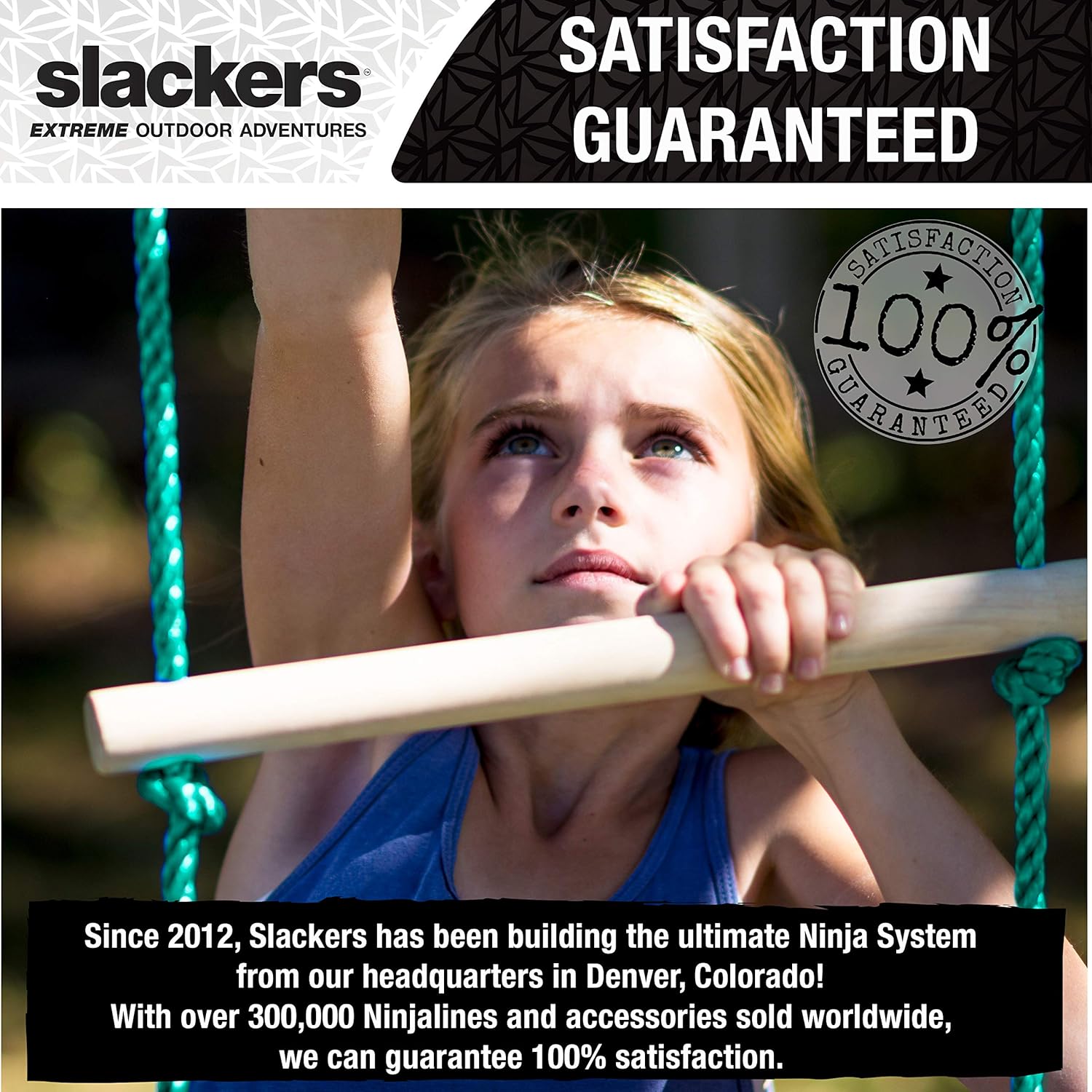 Slackers 8 ft Rope Ladder - Best Outdoor Ninja Warrior Training Equipment For Kids - A Great Addition To Your Backyard Ninjaline Obstacle Course - Rated Ages 5+: Toys & Games