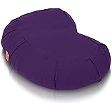 Buckwheat Meditation Cushion – Crescent, Round Or Zabuton Zafu Yoga Pillow | 7 Colors | Zippered Organic Cotton Cover & Liner to Add or Remove Hulls | Machine Washable | Carrying Handle