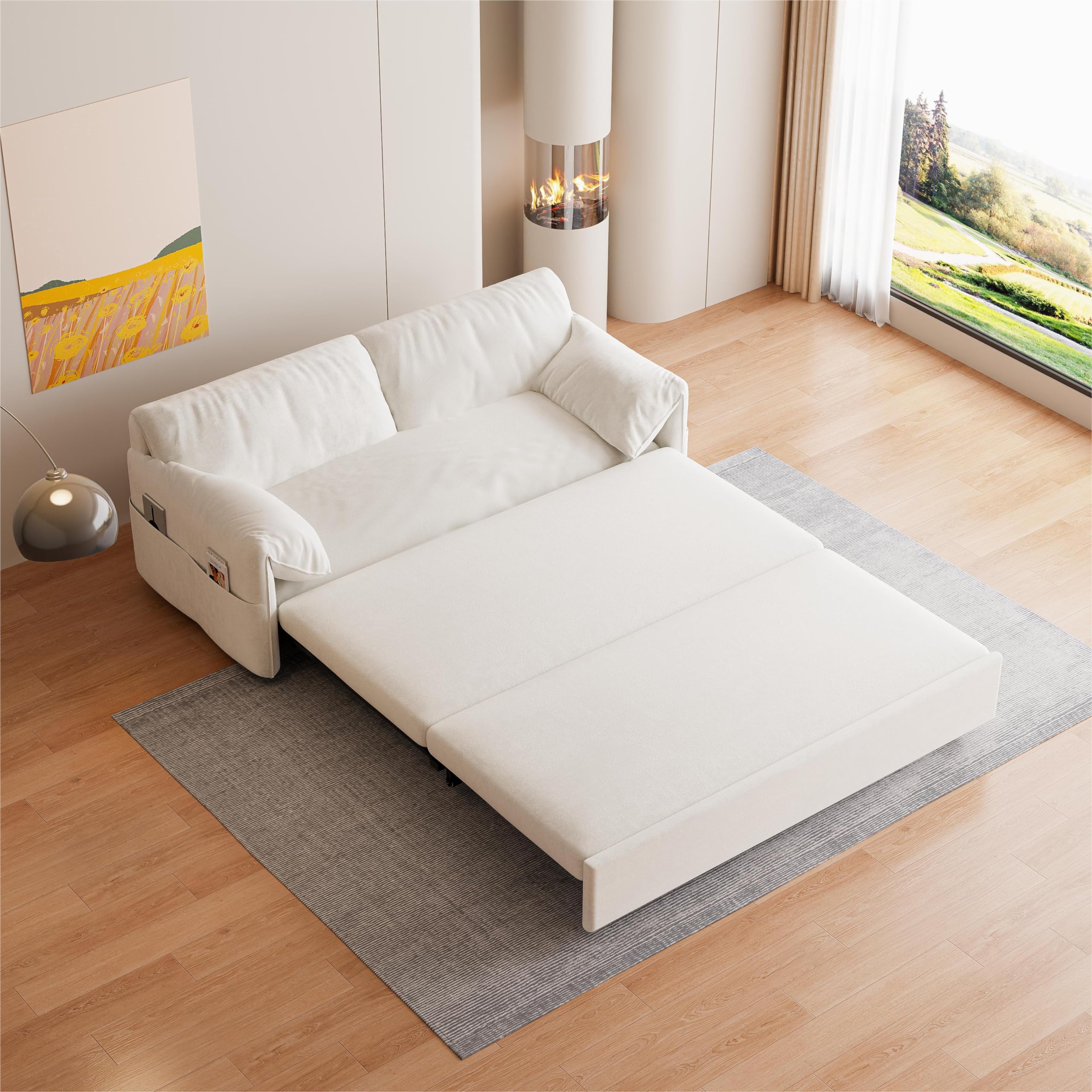 Ball & Cast 63.8" Convertible Sleeper Sofa,3-in-1 Queen Pull Out Couch ...