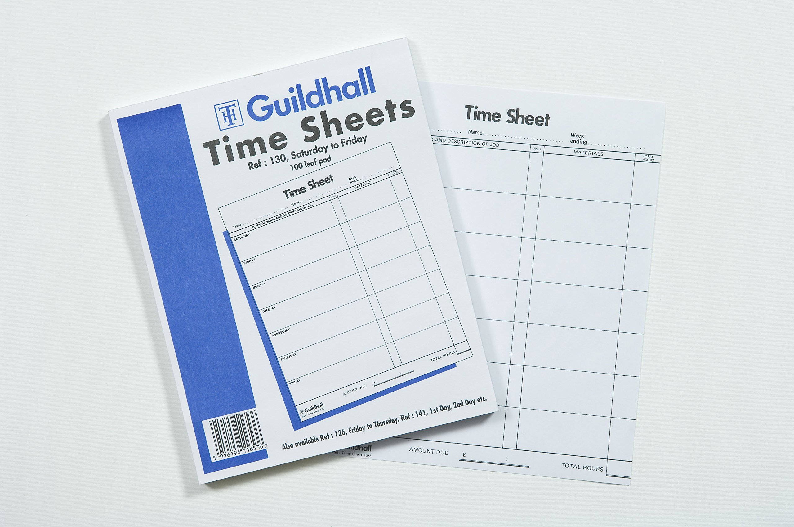 Exacompta - Ref 130Z - Guildhall - Time Sheets, Saturday to Friday, 254 x 203mm, 100 Pre-Printed Sheets per Pad - Suitable for Recording Working Time for Correct Wages