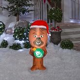 Gemmy Christmas Airblown Inflatable Inflatable Chewbacca with Santa Hat, 3.5 ft Tall, Brown