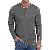Sailwind Men's Henley Shirts Long Sleeve Casual Classic Tee Cotton Button Henley Maverick T-Shirts