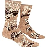 Blue Q Men’s Funny Novelty Crazy Crew Socks with Sayings, Silly Gift for Dad, Husband or Guys, Unique Design, Shoe Size 7-12