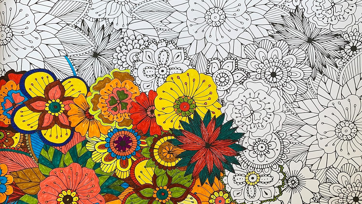 Posters & Prints - SJPRINTER Giant Coloring Poster for Kids and Adults - Creative Fun for Classrooms, Care Facilities, Schools, Groups and Families (Flowers, 24