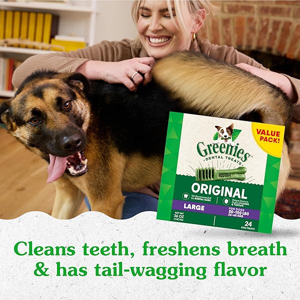 GREENIES ORIGINAL LARGE DENTAL DOG TREATS, 54 OZ. PACK (34 TREATS)