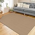 KOZYFLY Boho Rugs for Entryway Rugs 4x6 ft Washable Area Rugs Rubber Backed Living Room Rugs Braided Woven Cotton Indoor Outdoor Floor Carpet for Dining Room Living Room Bedroom, Tan