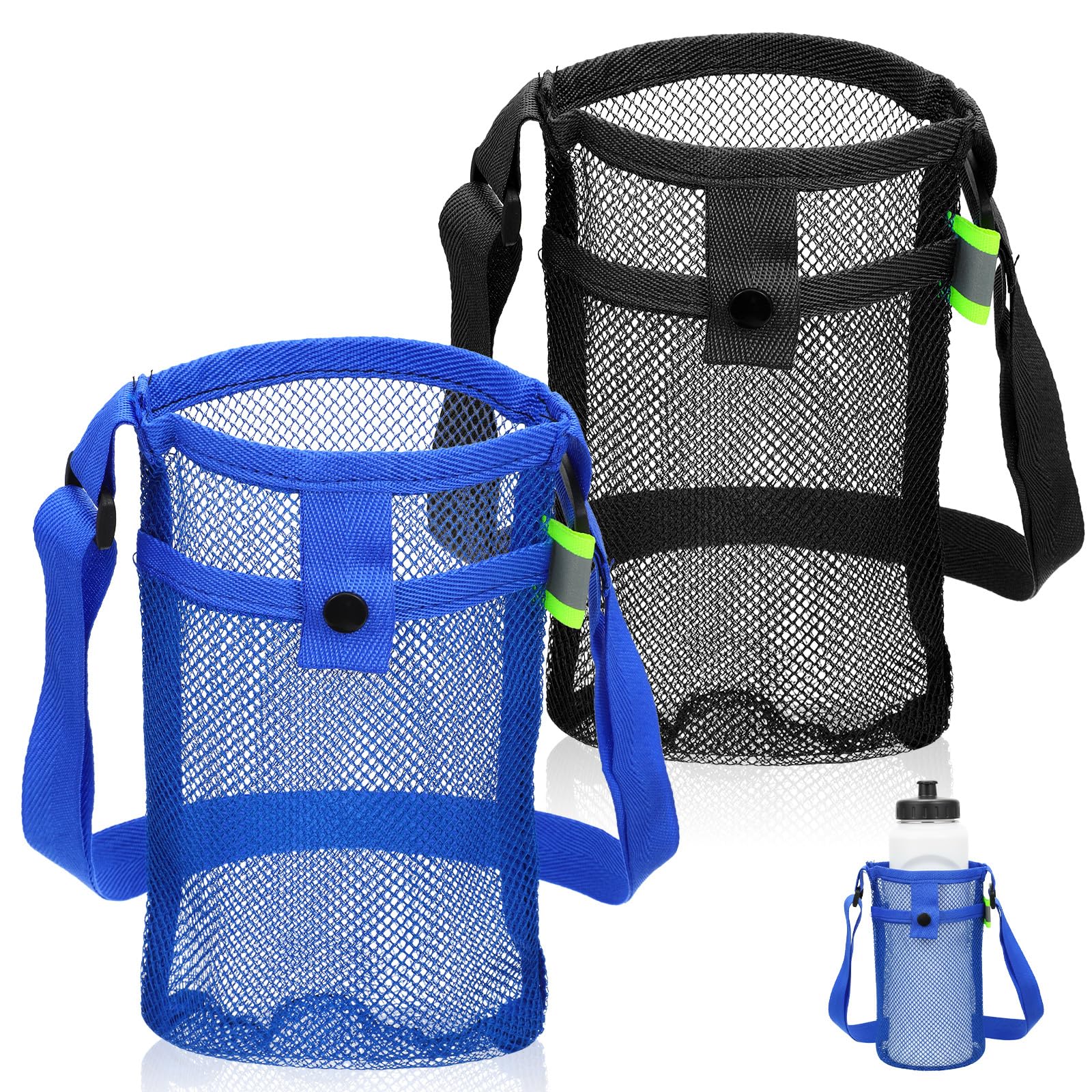 Photo 1 of **Only one** Skrfren 2 Packs Bottle Holder with Strap, Mesh Water Bottle Bag Carrier with Adjustable Shoulder Light Water Bottles Carrier Bag Waters Bottles Holder Carriers for Hiking, Walking, Travel