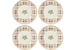 Lenox 894964 Holiday Plaid Accent Plates, Set of 4, Red & Green, Christmas Dinnerware, Hosting