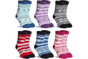SeeyAN Kids Merino Wool Socks Boys Girls Hiking Boot Winter Thermal Warm Cozy Soft Toddler Thick Crew Socks 6 Pairs