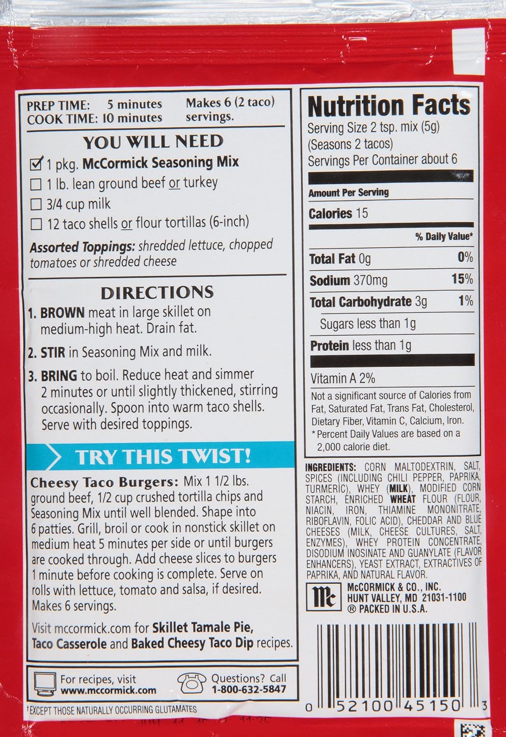 directions taco seasoning packet