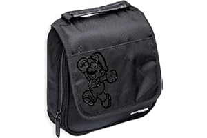 Nintendo Super Mario 3DS Carrying Case Compatible With Nintendo Switch, 2DS, 3DS, 3DS XL, DS, DS XL, DS Light Handle & Shoulder Strap Traveling Carry Case With Hard Zipper Black Officially licensed