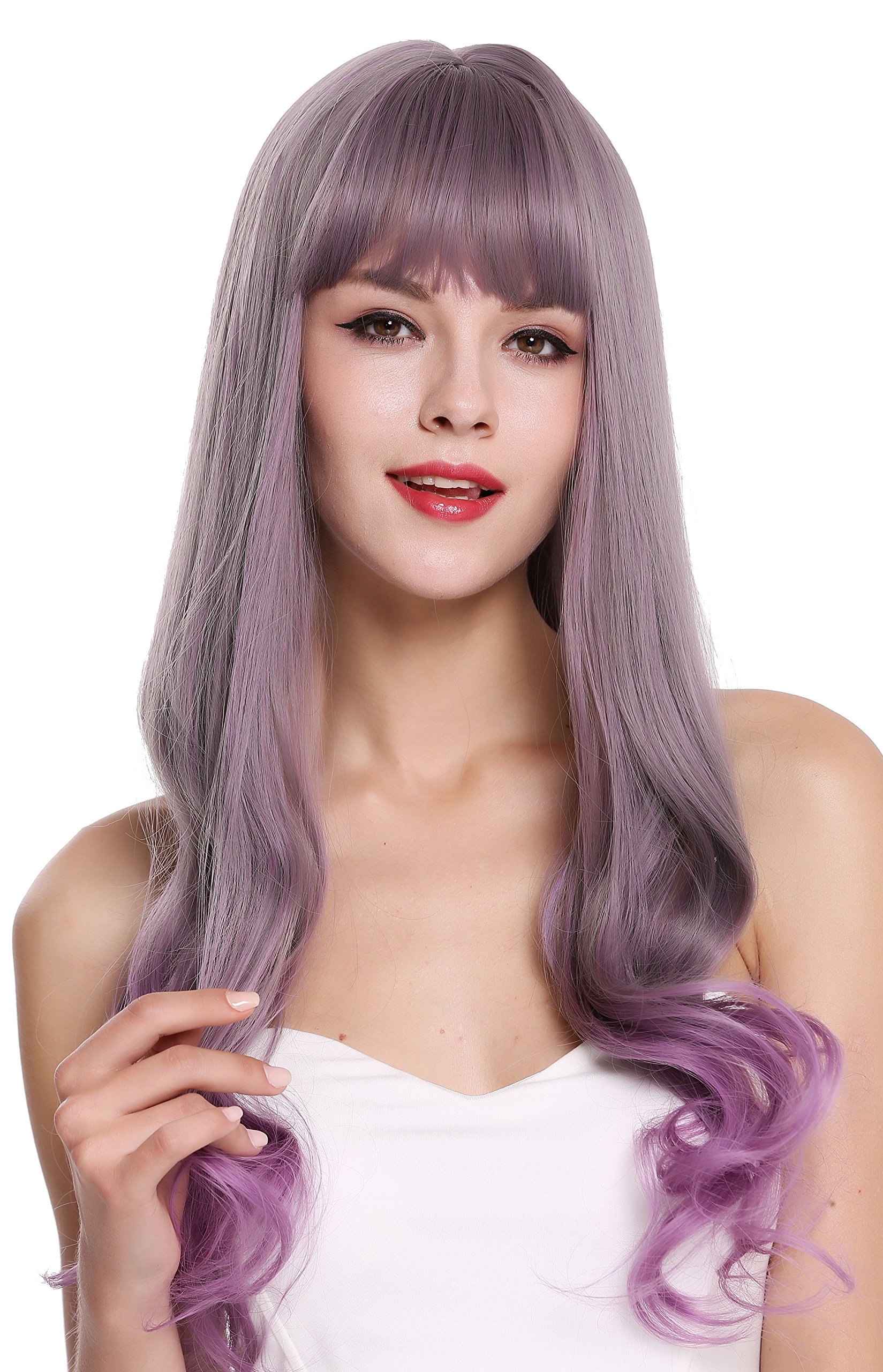 WIG ME UP - G1818-171/716 Quality women's wig long sleek wavy hair tips fringe grey purple mix lady